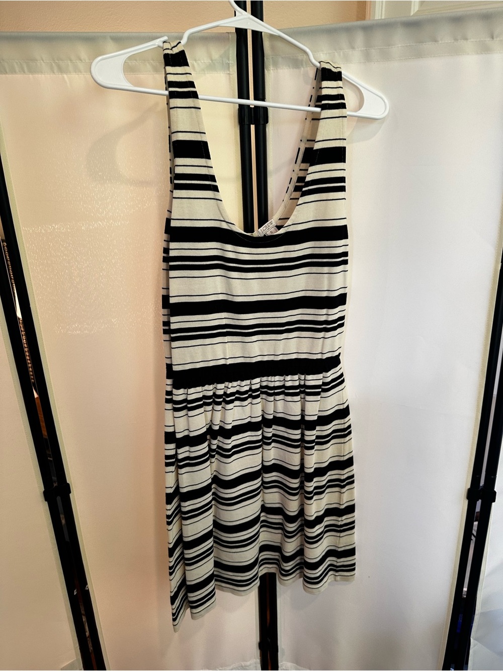 J. Crew Factory Black and White Striped Sleeveless Mini Dress